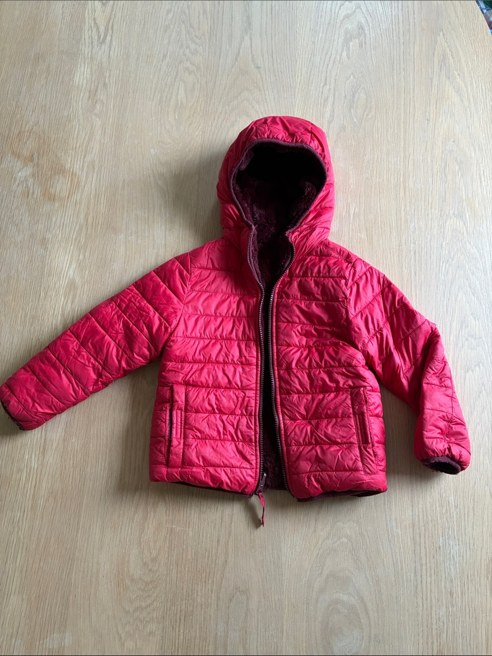 Lands' End Bright Reversible Red Hooded Puffer for Kids